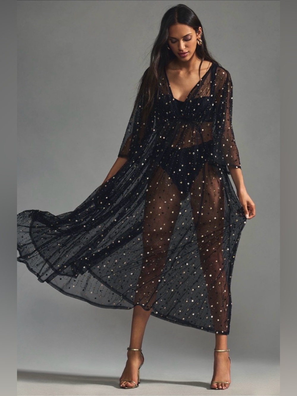 Anthropologie Beaded Sheer Kaftan, NWT